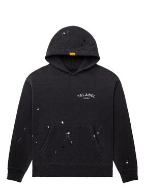 Black Paint-Splatter Crewneck Hoodie